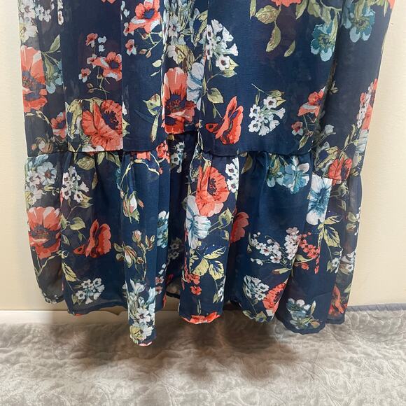 Alter'd State Maxi Dress S Navy Blue Floral Boho Cottagecore Modest Church Fairy - Picture 6 of 14